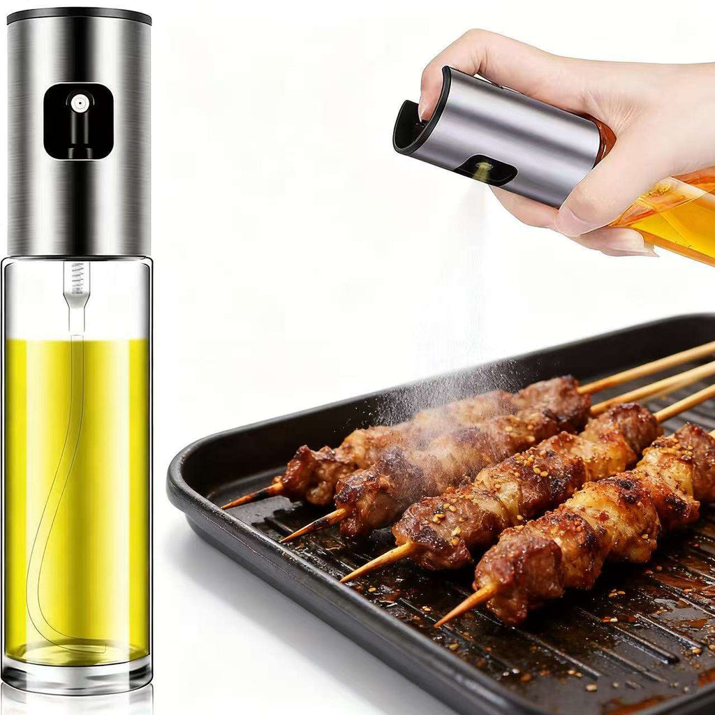 100ml Glass Olive Oil Spray Bottle — Portable Refillable Mist Dispenser for Healthy Cooking